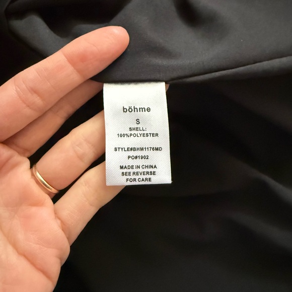 Böhme Black Textured Midi Dress Long Sleeve Twist Front Women’s size Small - Picture 8 of 13